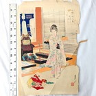 Antique Japanese Woodblock Print Lot Signed Ogata Gekko Meiji Utagawa Kunisada