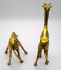 Vintage Mcm Solid Brass Giraffes  Set Of 2 