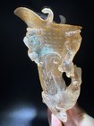 China Antique  Han Dynasty Phoenix-dragon Shaped Crystal Rhyton