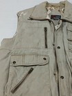 Vintage Incrowd Men s Utility Vest Pockets Zipper Snap Closures Print Lining