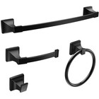 4 Piece Towel Bar Set Bath Accessories Bathroom Hardware - Matte Black 24inch