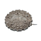 Antique Sterling Silver Floral Brooch Pendant Vintage 925 Silver C Clasp 2 5