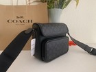 Nwt Coach Cz396 Sullivan Flap Crossbody Signature Canvas  leather Charcoal Black