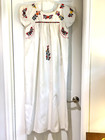 Vintage Ivory Oaxacan Mexican Embroidered Maxi Dress