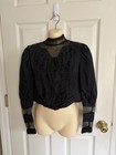 Antique Victorian Mourning Bodice Black Silk Embroidered Boned C1890s Study
