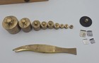 Vintage Brass Calibration Weight Set Metric Apothecary Balance Scale Box 100g