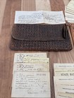 Antique 1800   s Leather Pattern Victorian Wallet Checks And Receipts Accordion