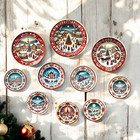 Miniature Christmas Vintage Plates Set Ceramic Dollhouse Tableware Holiday Decor