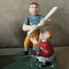 Vtg 1950   s Mechanical Baseball Cast Iron Bank Hometown Battery Collectible