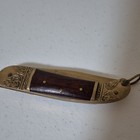 Handmade Vintage Brass   Wood Folding Pocketknife Clip Point Blade