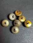 Set Of 7 1 2    Antique Red Domed Foil Glass Victorian Metal Back Buttons Vintage