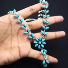 Blue Turquoise Gemstone Handmade 925 Sterling Silver Jewelry Necklace Sz-17-18 
