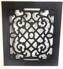 Vintage Register Cast Iron Floor Heat Vent Cover 15 75 x13 75  Black Ornate