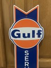 Gulf Service Garage Sign Arrow Vintage Style Wall Decor Autoparts Tools Gas Oil