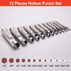 Steel Hollow Leather Punch Set Gasket Hole Cutter 1 8  -3 4   Silver 12 Pc