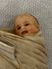 Vintage Antique German Bisque Baby Wrapped In Blanket Ornament Adorable 