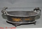 Chinese Ancient Buddhism Bronze Carving Beast Dragon Fish Statue Incense Burner