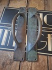 Pair Large Antique Vintage Old Art Bronze School Shop Handles Pulls 14 