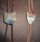 Vintage Lot Of 2  Bolo Ties Western Cowboy Arrowhead Polish Stone Ohio State