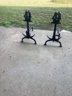 Antique Cast Iron Clipper Ship   Anchor Andirons -early 1900   s Set-nautical 