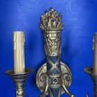 Antique Vintage Brass Dble Candlestick Light Lamp Sconce Victory Torch New Wires