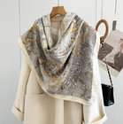 70  Cashmere 30  Silk Neckerchief Rainforest Print Scarf 53   Shawl Bandana Wrap