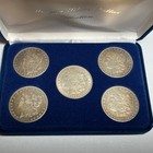 Morgan 90  Silver Dollars Lot Of 5 In Case 1881 1882 1883 1885 1921 Morgan   s