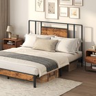 Queen Size Headboard Only  Industrial Farmhouse Metal Bed Headboard With Wood   