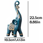 Blue   Gold Elephant Statues Home Decor - Set Of 2 Resin Feng Shui Sculptures