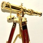 Vintage Decorative Solid Brass Antique Nautical Telescope With Wooden Tripod B