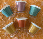 Vintage Mcm Thermal Insulated Acrylic   Burlap Serving Cups - Set Of 6