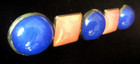 Vintage 1930 s Geometric Art Deco Chalcedony - Rose Quartz Bar Brooch - France