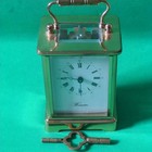 Heavy Worcester Brass Carriage Mantel Clock Running With Key 