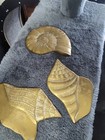 Mcm Vintage Solid Brass Sea Shell Wall Hanging Decor Set Of 3