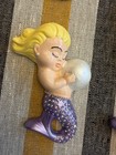 Rapunzel Inspired Hand Painted Chalkware Mermaid Kitsch Set With Bubbles