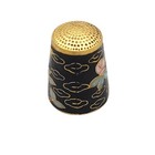 Cloisonne Enameled Brass Thimble Bird Flowers Floral Collectible Vintage