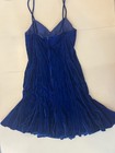 Vintage 1980 90s Roberta s Royal Blue Velvet Drop Waist Mini Dress Size Xs 0-2