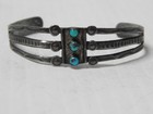 Vintage C 1930s Fred Harvey Navajo Indian Sterling Silver Turquoise Bracelet