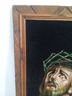 Vintage Jesus Praying Black Velvet Oil Painting  Signed  Framed   23    X 14    