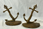 Vtg Chase Brass Anchor Book Ends Nautical Usa