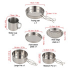 Camping Cookware Mess Kit 8pcs Stainless Steel Cooking Pot And Pan Set With Plat