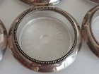 Set Of 8 Vtg Weighted Sterling Silver And Glass Sunburst Coasters Frank Whiting