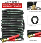 Pohir 100ft 3 8  Pressure Washer Hose 4800psi 2-braid R2 Power Wire Washer Hose