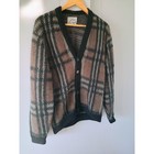 Vintage Alps 100  Virgin Wool Knit Cardigan Shaggy Eclectic Grandpa Plaid Medium