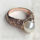 Vintage Antique Women   s Pearl Ring Victorian Renaissance Stylewedding Engagement