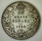 1930 Canada Silver 25 Cents Circulated Vf Quarter Very Fine Canadian Coin Toned