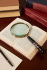 10x Magnifying Glass Lens With Antique Brass Finish   Dark Brown Resin Handle