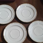 Antique Family Table Stoneware Desert Plates Speckled White brown Set Of 4 Japan