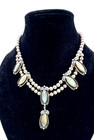 Native American Navajo Abalone Sterling Silver Bench Bead Station Necklace Set