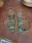 Vintage Set Of 4 Coca Cola Green Glass Tumblers 16 Oz Classic Bottle Contour
